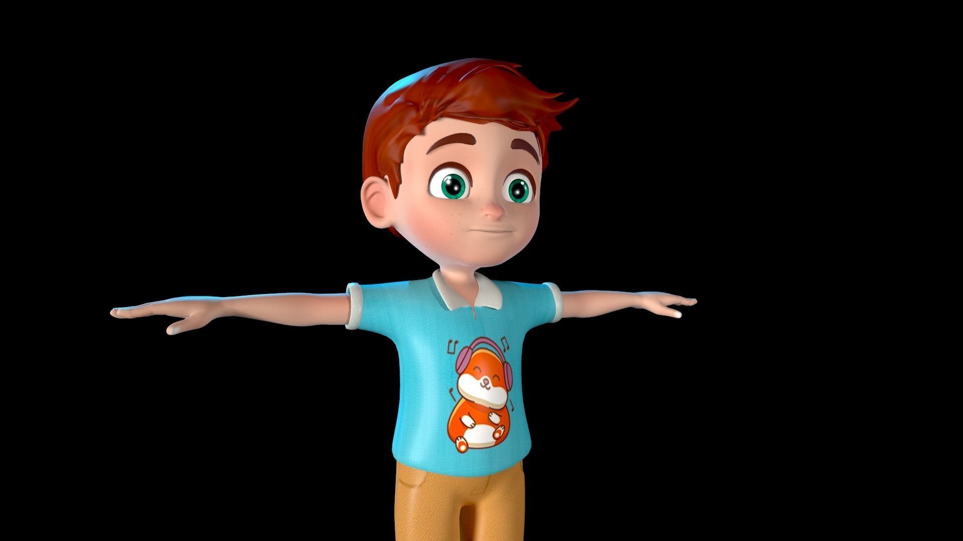 Cartoon Boy Rigged Character Low-poly 3D model_3