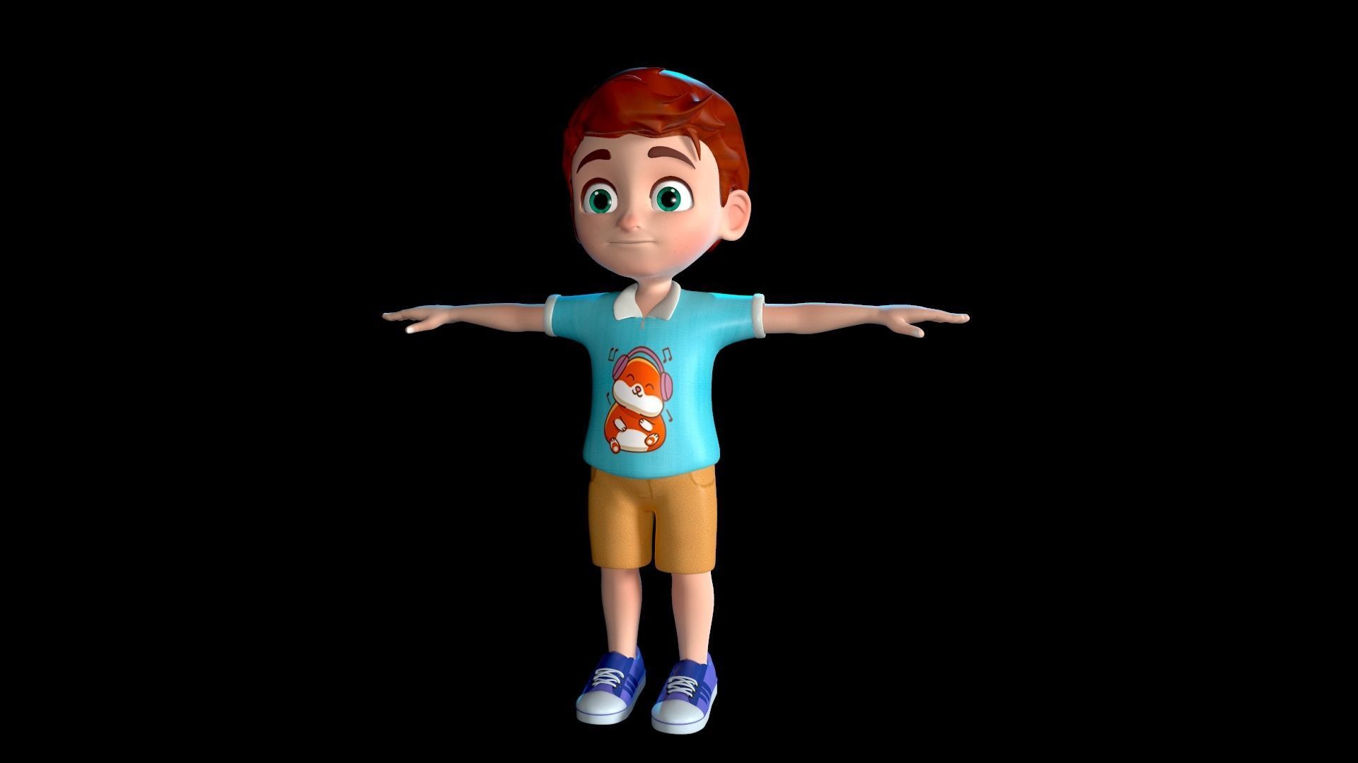 Cartoon Boy Rigged Character Low-poly 3D model_6
