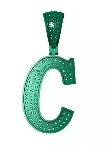 C ALPHABET PENDANT WITH ROUND DIAMOND 