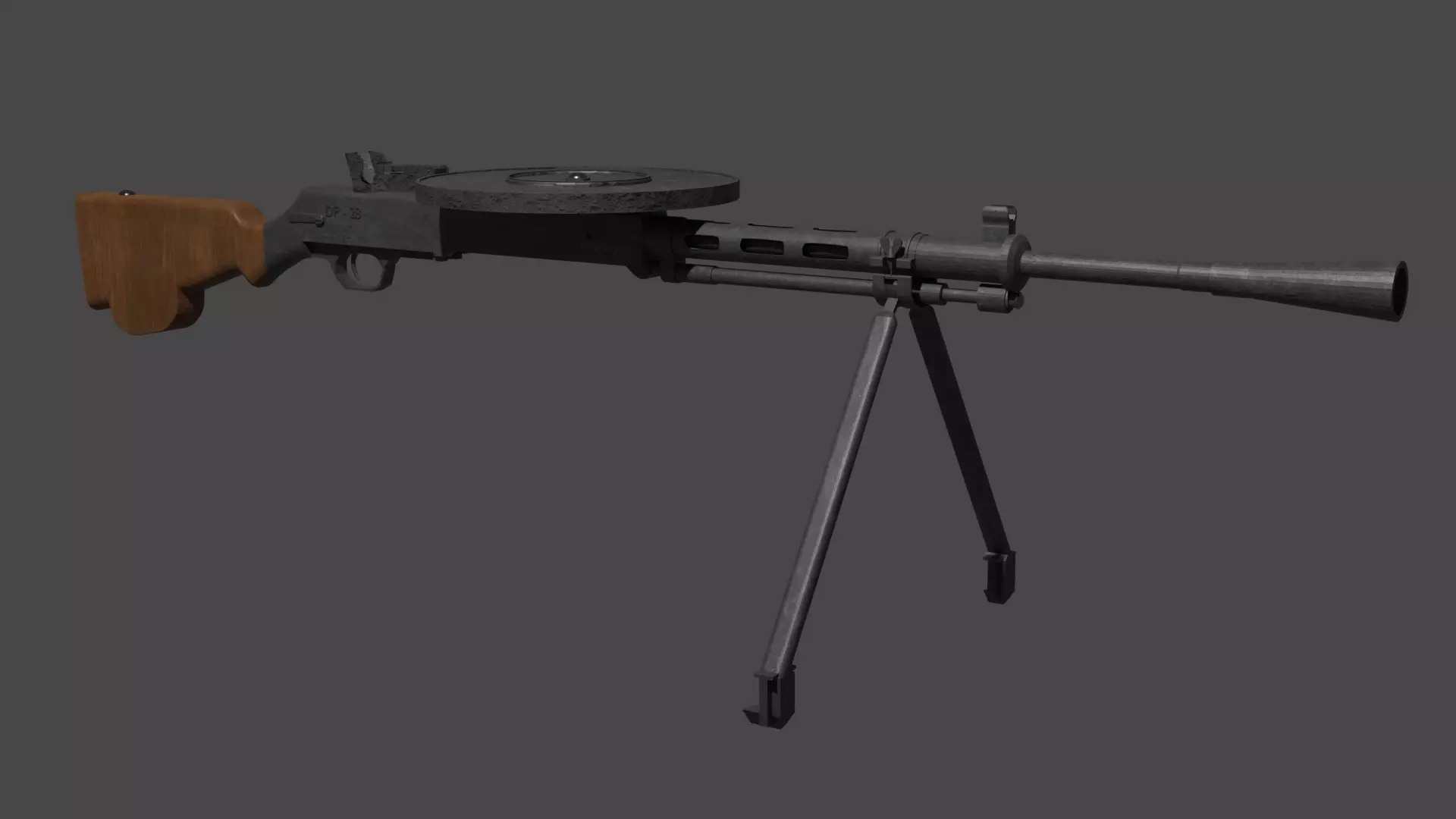 DP - 28 machine gun Low-poly 3D model