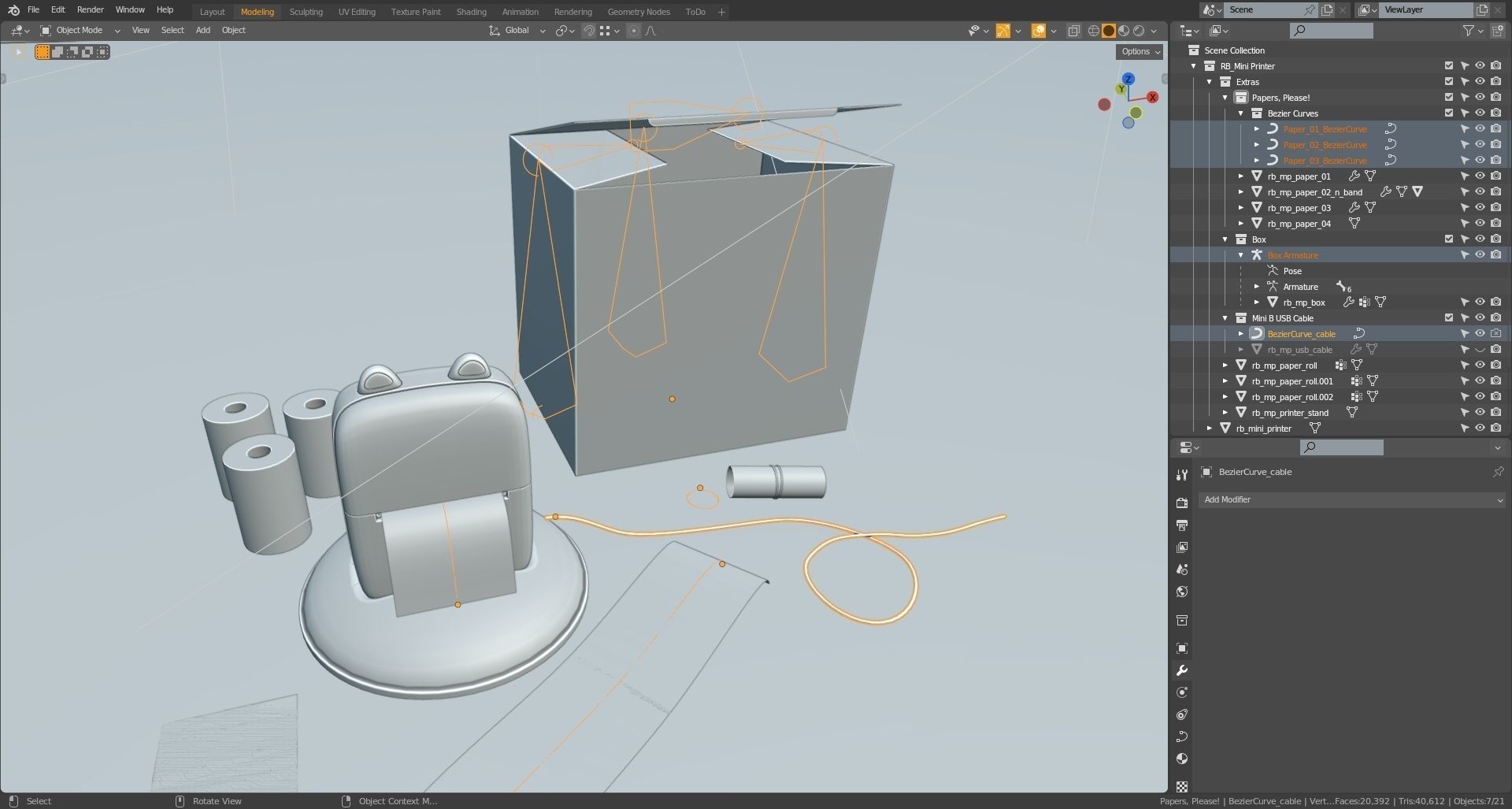 Portable HD Mini Printer and Extras 3D model_8