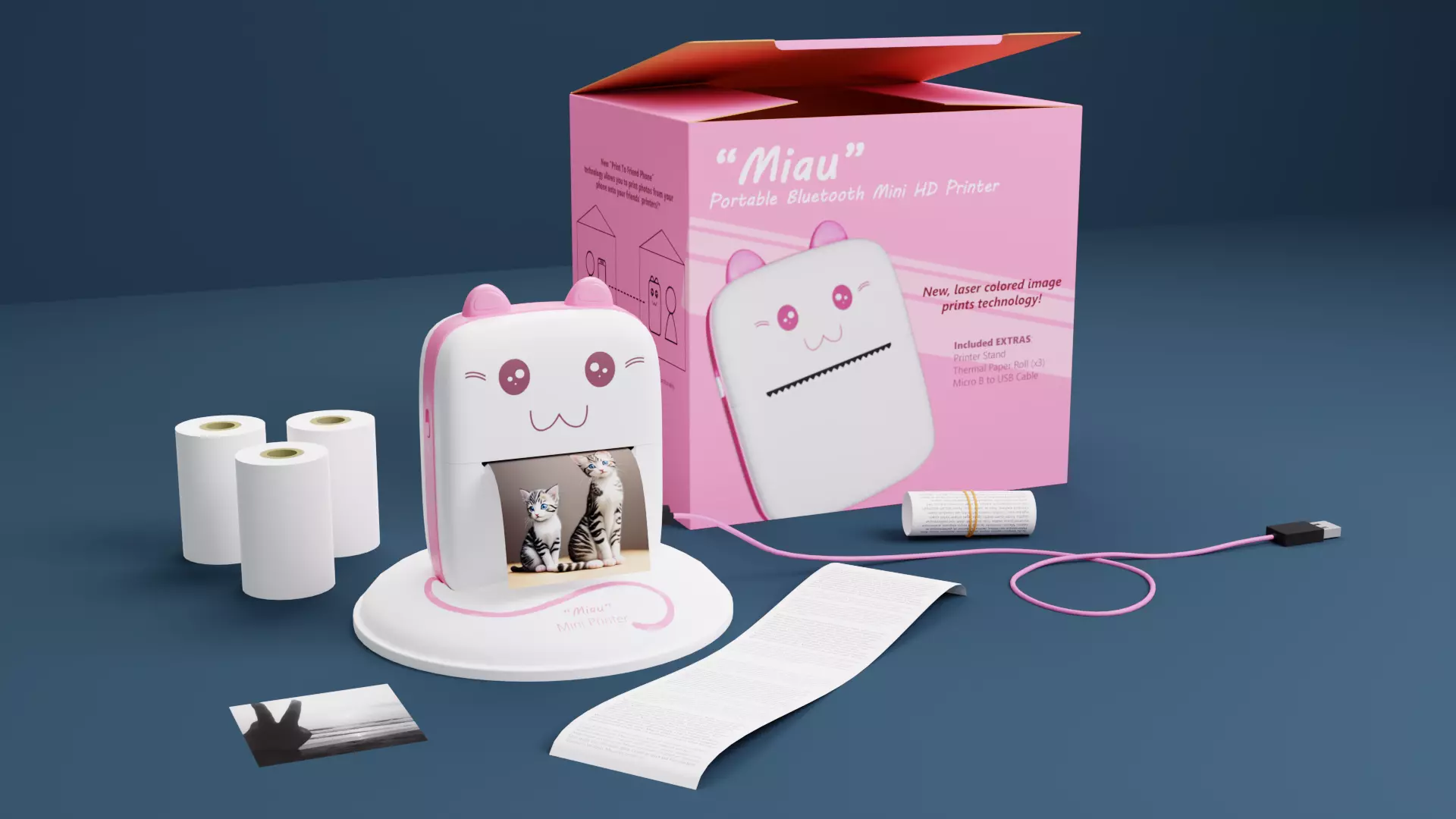 Portable HD Mini Printer and Extras 3D model_0