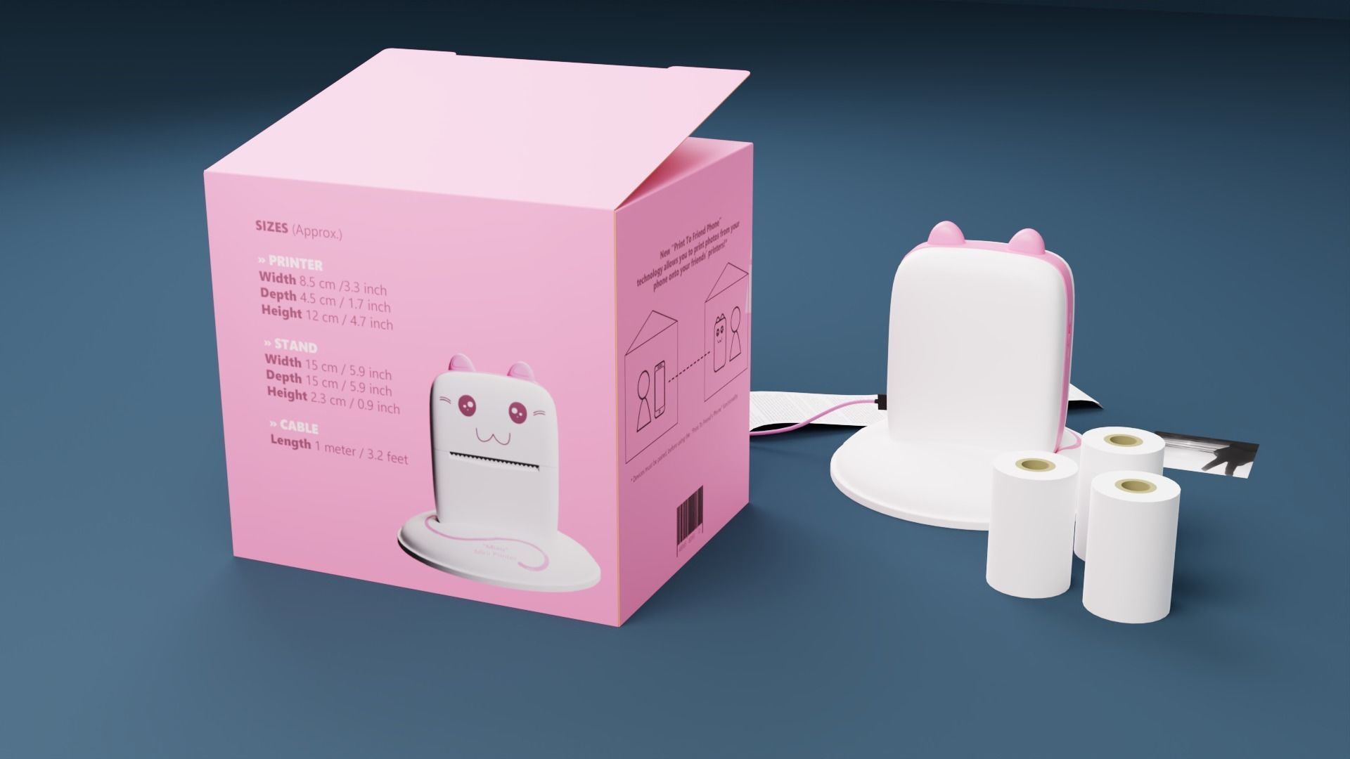 Portable HD Mini Printer and Extras 3D model_3