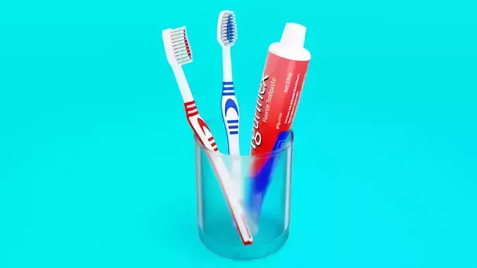 Toothpaste and Toothbrush 001 3D model