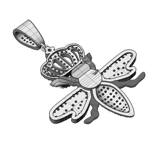 bee pendant 3D print model_4