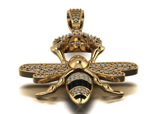 bee pendant 3D print model_5