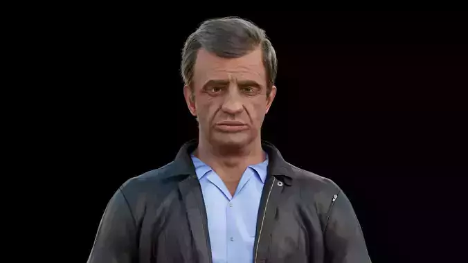 Jean-Paul Belmondo Low-poly 3D model