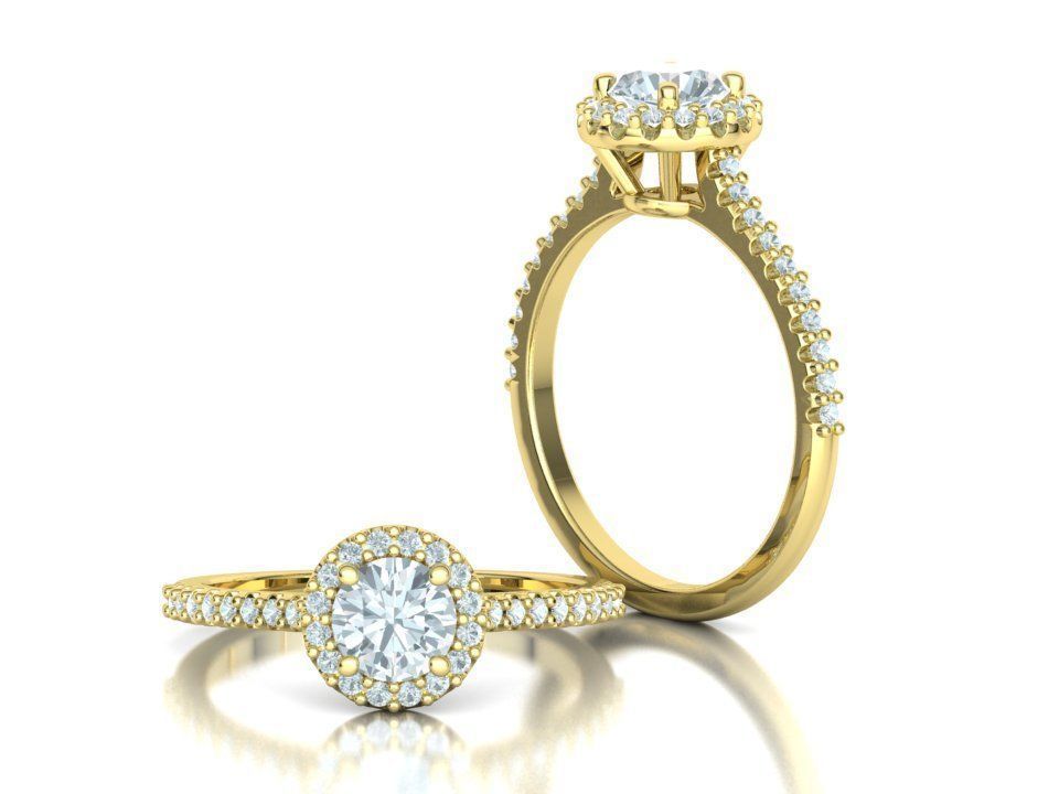Engagement Ring Round Halo 80 pointer stone 3D model 3D print model_3