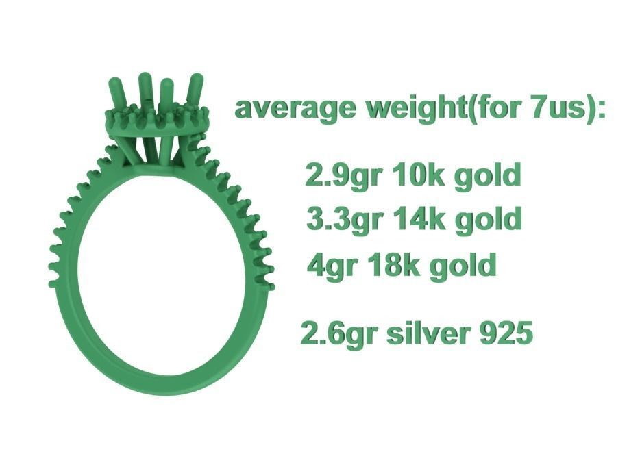 Engagement Ring Round Halo 80 pointer stone 3D model 3D print model_17