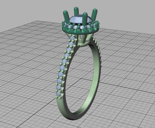 Engagement Ring Round Halo 80 pointer stone 3D model 3D print model_38
