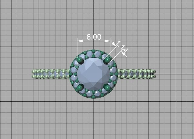 Engagement Ring Round Halo 80 pointer stone 3D model 3D print model_12