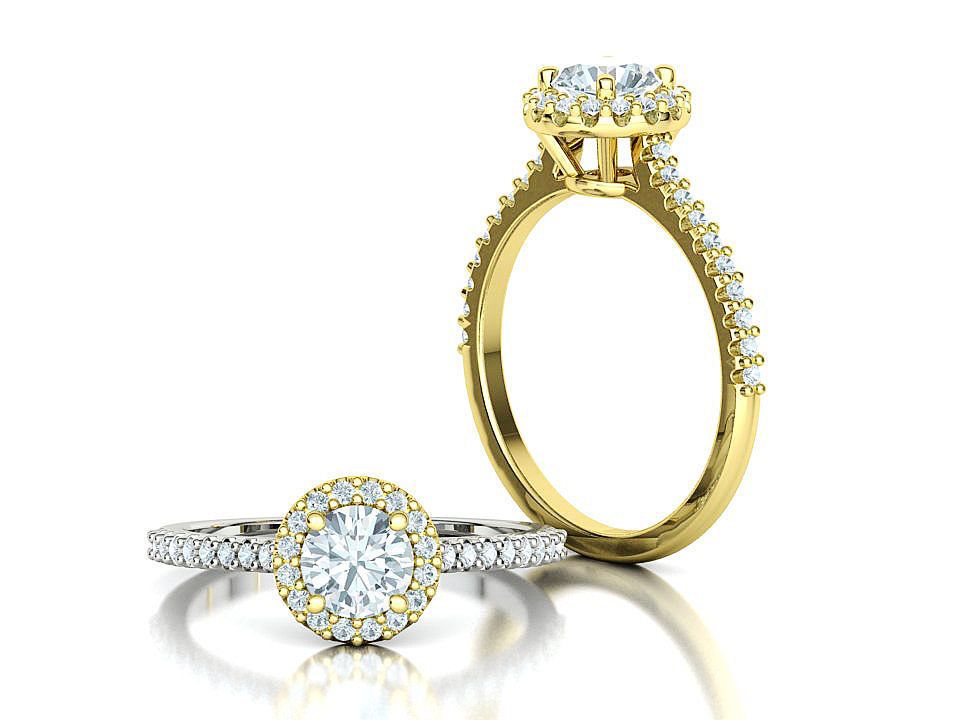 Engagement Ring Round Halo 80 pointer stone 3D model 3D print model_1
