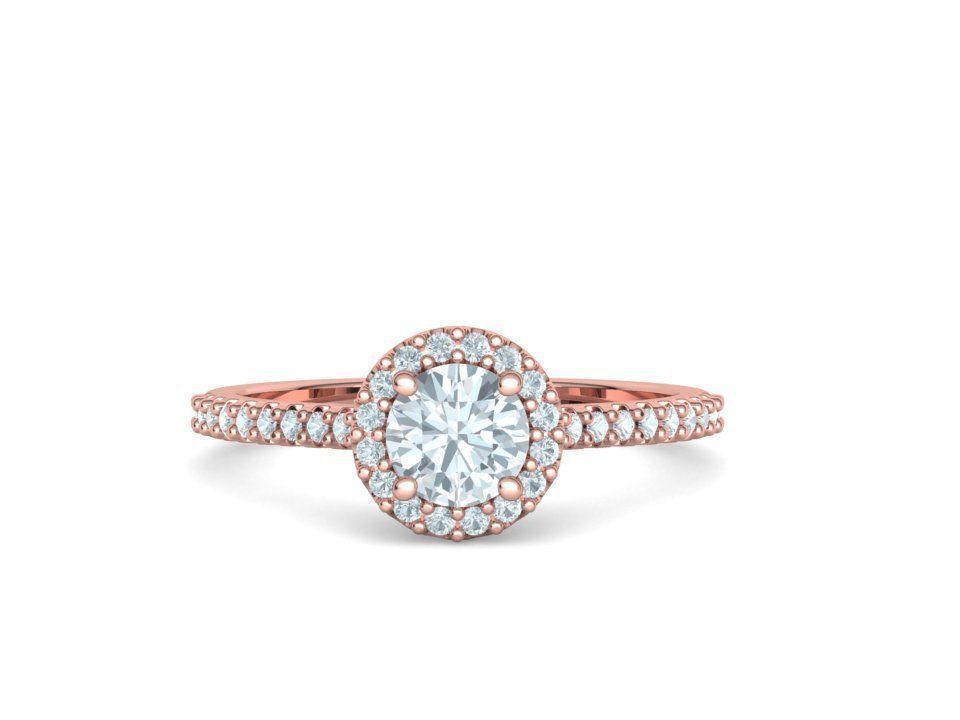 Engagement Ring Round Halo 80 pointer stone 3D model 3D print model_5