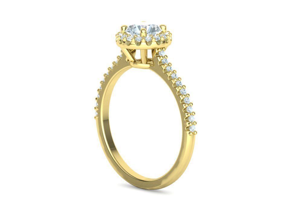 Engagement Ring Round Halo 80 pointer stone 3D model 3D print model_25