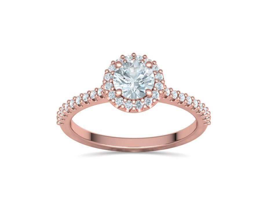Engagement Ring Round Halo 80 pointer stone 3D model 3D print model_18