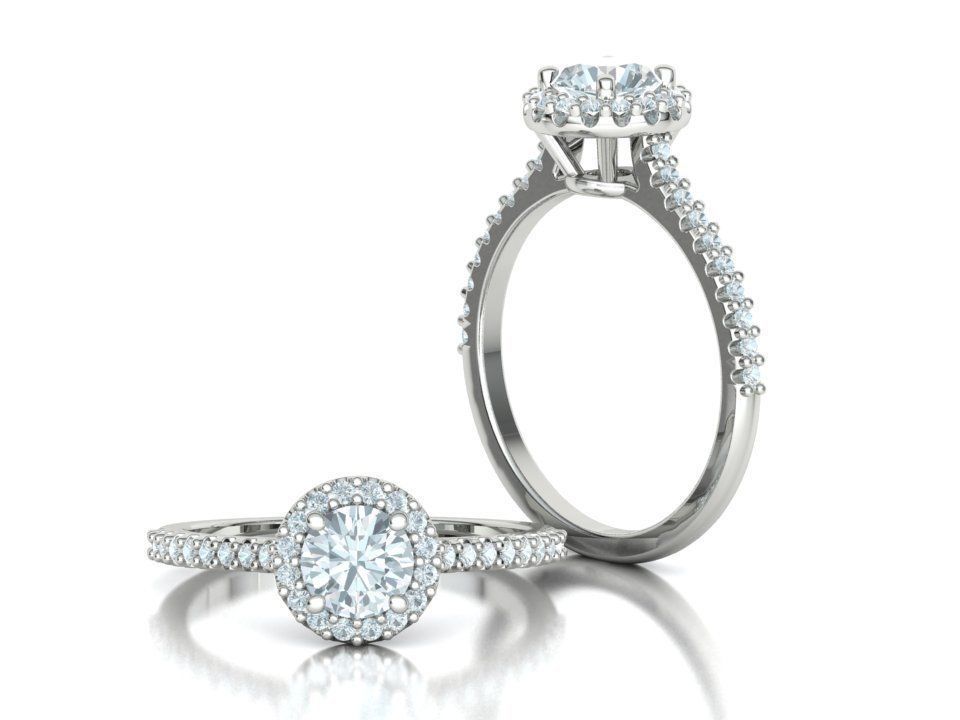 Engagement Ring Round Halo 80 pointer stone 3D model 3D print model_4