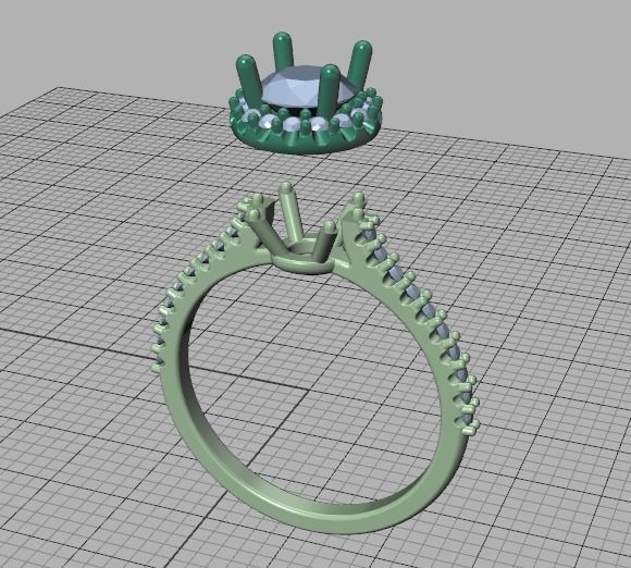 Engagement Ring Round Halo 80 pointer stone 3D model 3D print model_14
