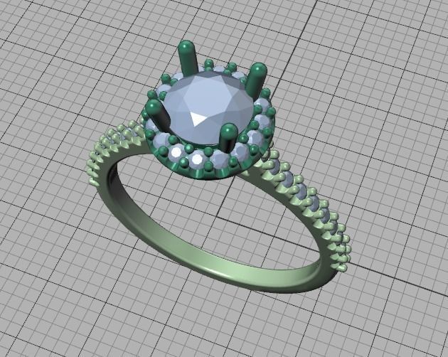 Engagement Ring Round Halo 80 pointer stone 3D model 3D print model_41