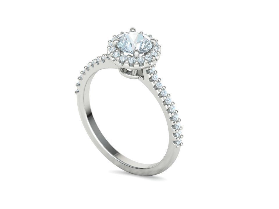 Engagement Ring Round Halo 80 pointer stone 3D model 3D print model_35