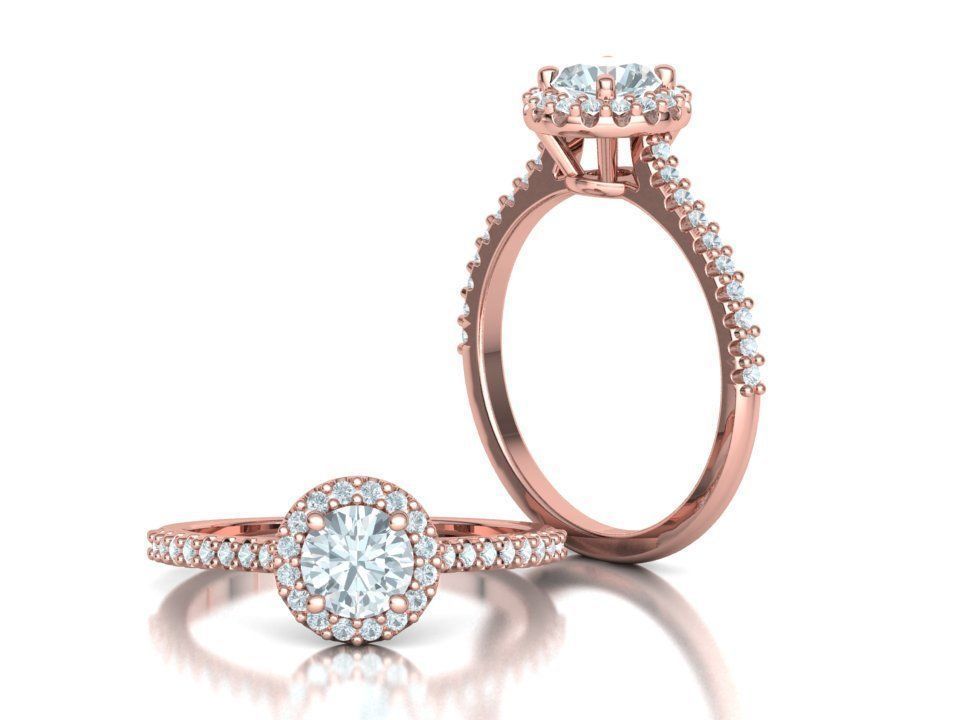 Engagement Ring Round Halo 80 pointer stone 3D model 3D print model_2