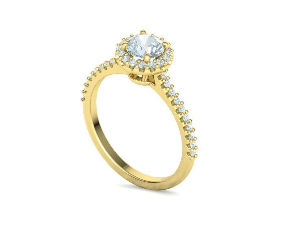 Engagement Ring Round Halo 80 pointer stone 3D model 3D print model_34