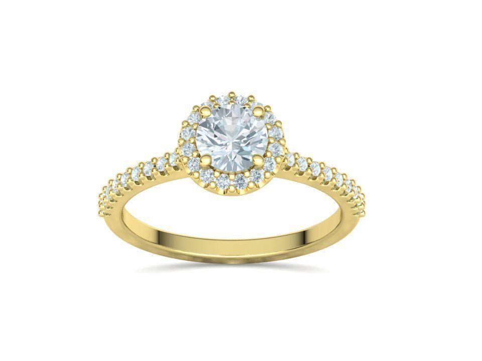 Engagement Ring Round Halo 80 pointer stone 3D model 3D print model_19