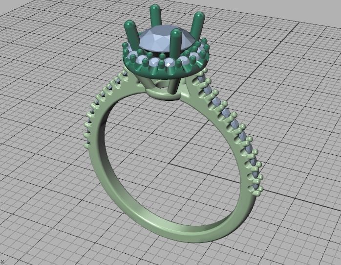 Engagement Ring Round Halo 80 pointer stone 3D model 3D print model_37