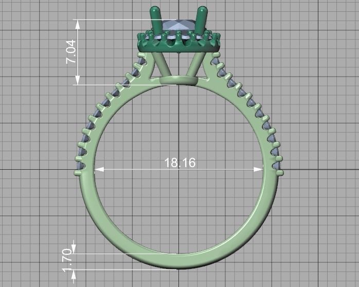 Engagement Ring Round Halo 80 pointer stone 3D model 3D print model_13