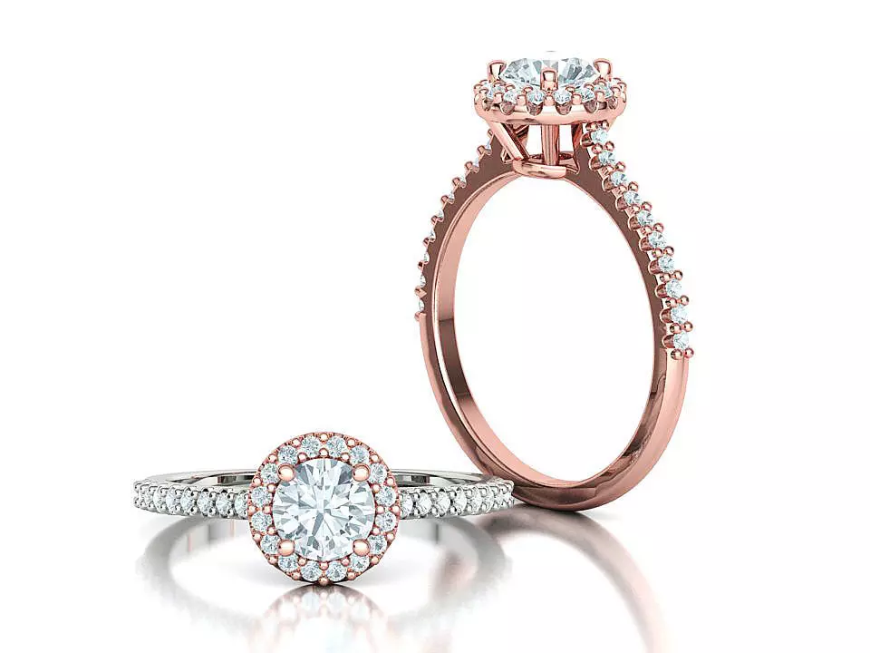 Engagement Ring Round Halo 80 pointer stone 3D model 3D print model_0
