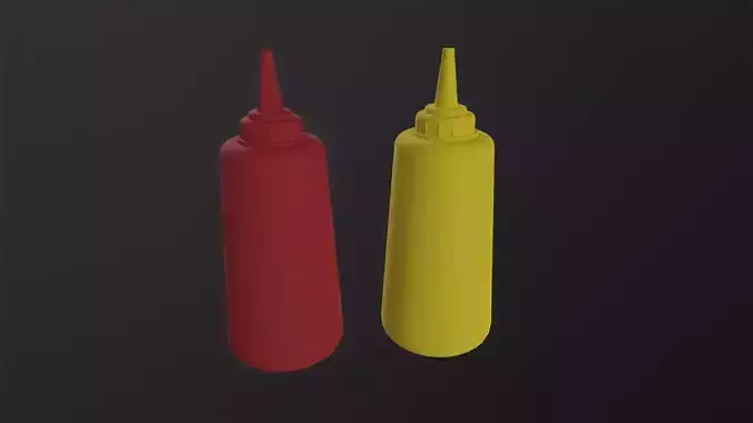 Ketchup and mustard bottles 3D Model Low-poly 3D model