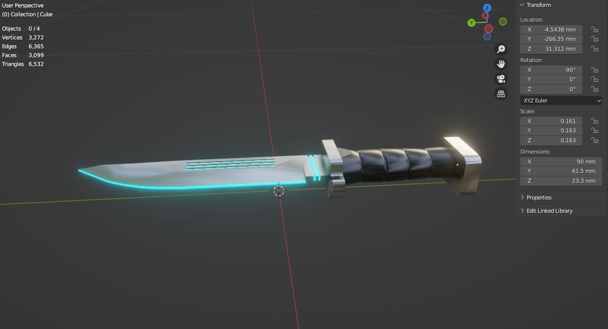 Knife SCI FI 3D model Low-poly 3D model_8