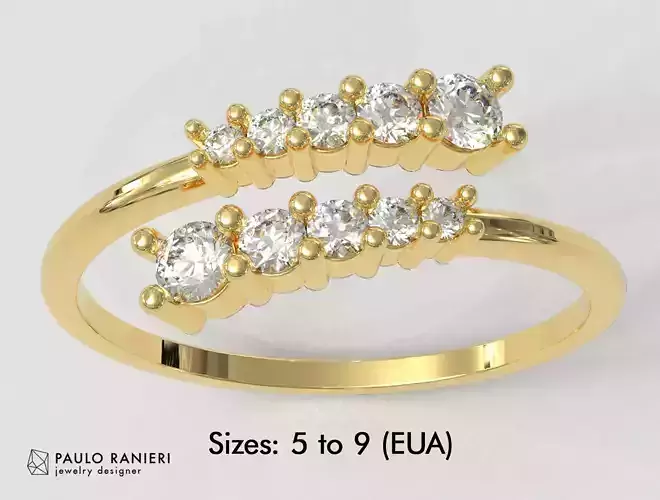 Diamond Modern Open Ring