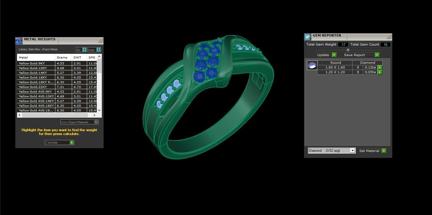 SLT 111 Diamond Women Ring Version 3 3D print model_1