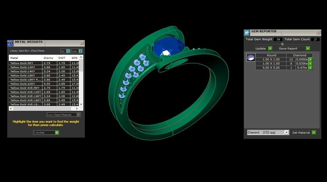 SLT 110 Diamond Women Ring Version 3 3D print model_1