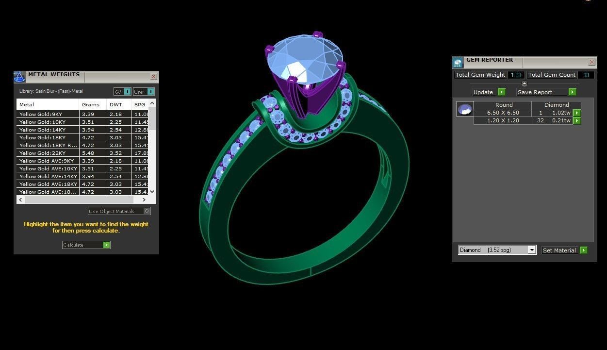 SLT 105 Diamond Women Ring Version 3 3D print model_1