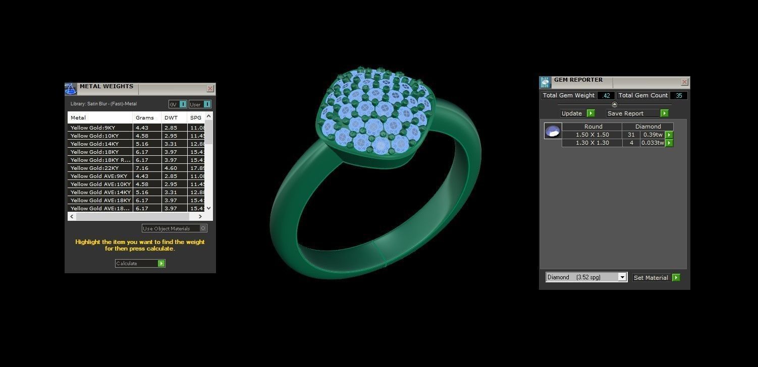 SLT 101 Diamond Women Ring Version 3 3D print model_1