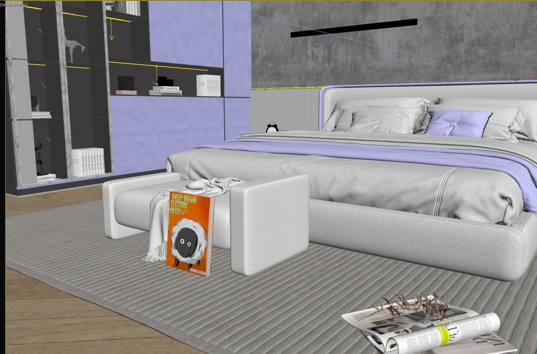 Cozy Bedroom Interior Scene 3D model_5