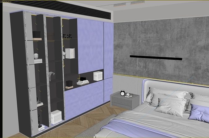 Cozy Bedroom Interior Scene 3D model 7