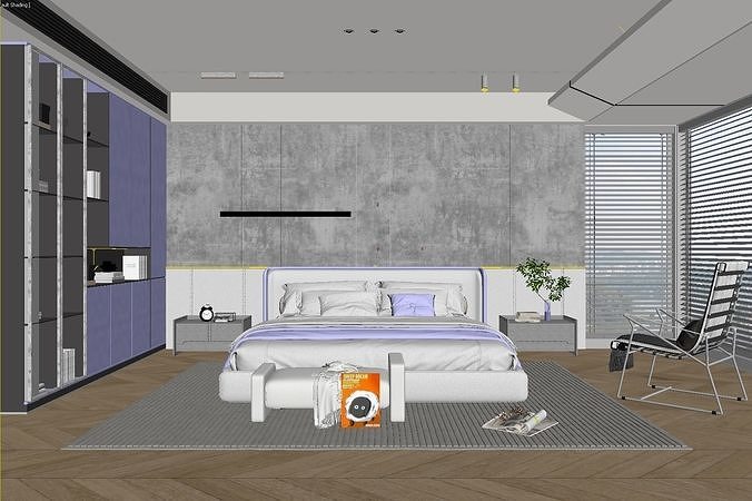 Cozy Bedroom Interior Scene 3D model 2