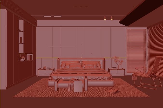 Cozy Bedroom Interior Scene 3D model 3