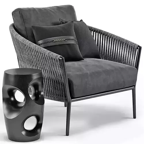 Catalina Outdoor Lounge Chair   Side End Table 3D model