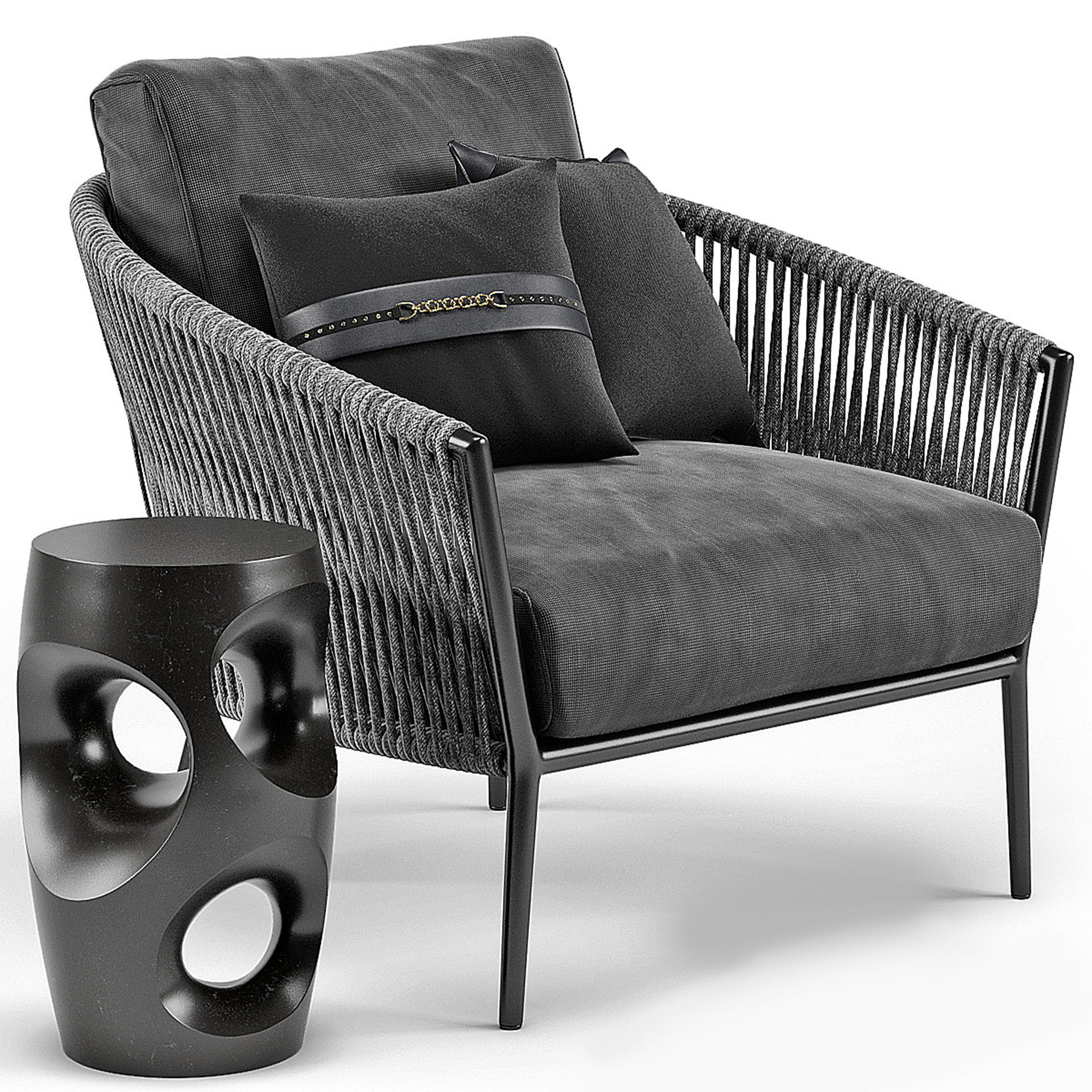 Catalina Outdoor Lounge Chair   Side End Table 3D model_1