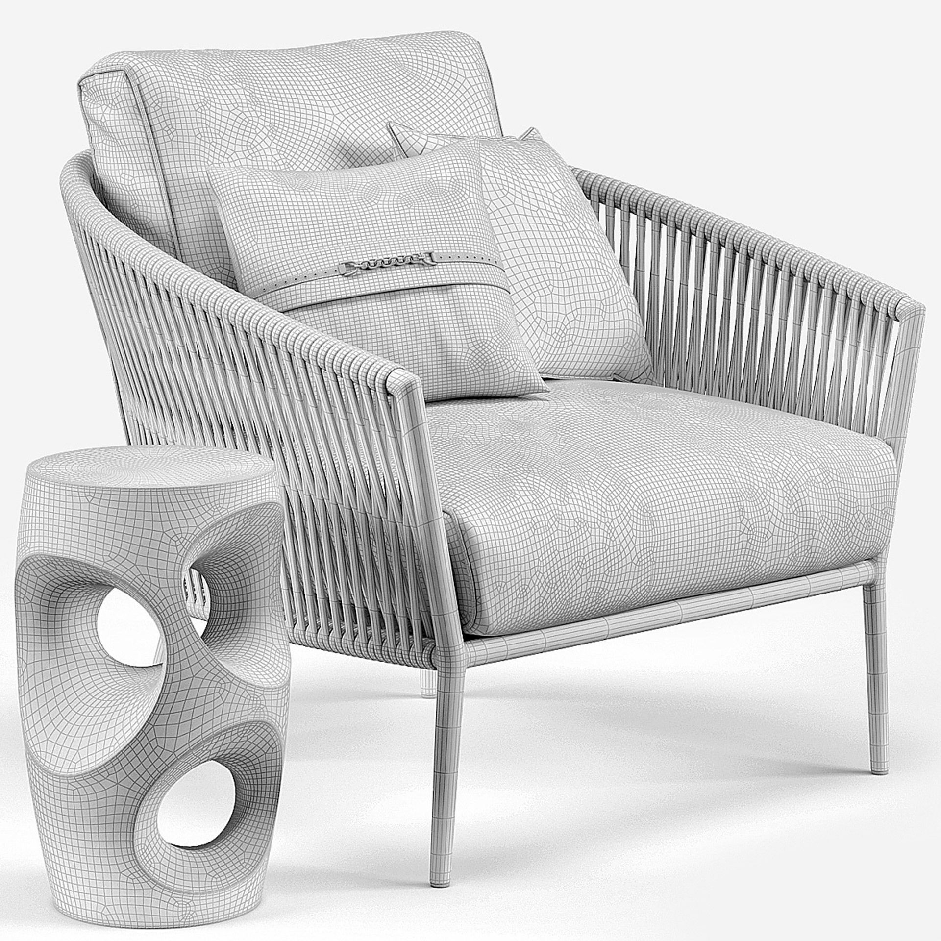 Catalina Outdoor Lounge Chair   Side End Table 3D model_8