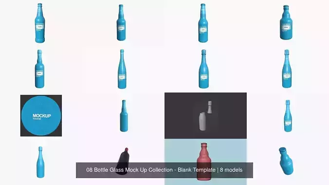 08 Bottle Glass Mock Up Collection - Blank Template