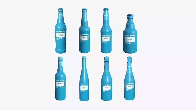 08 Bottle Glass Mock Up Collection - Blank Template 