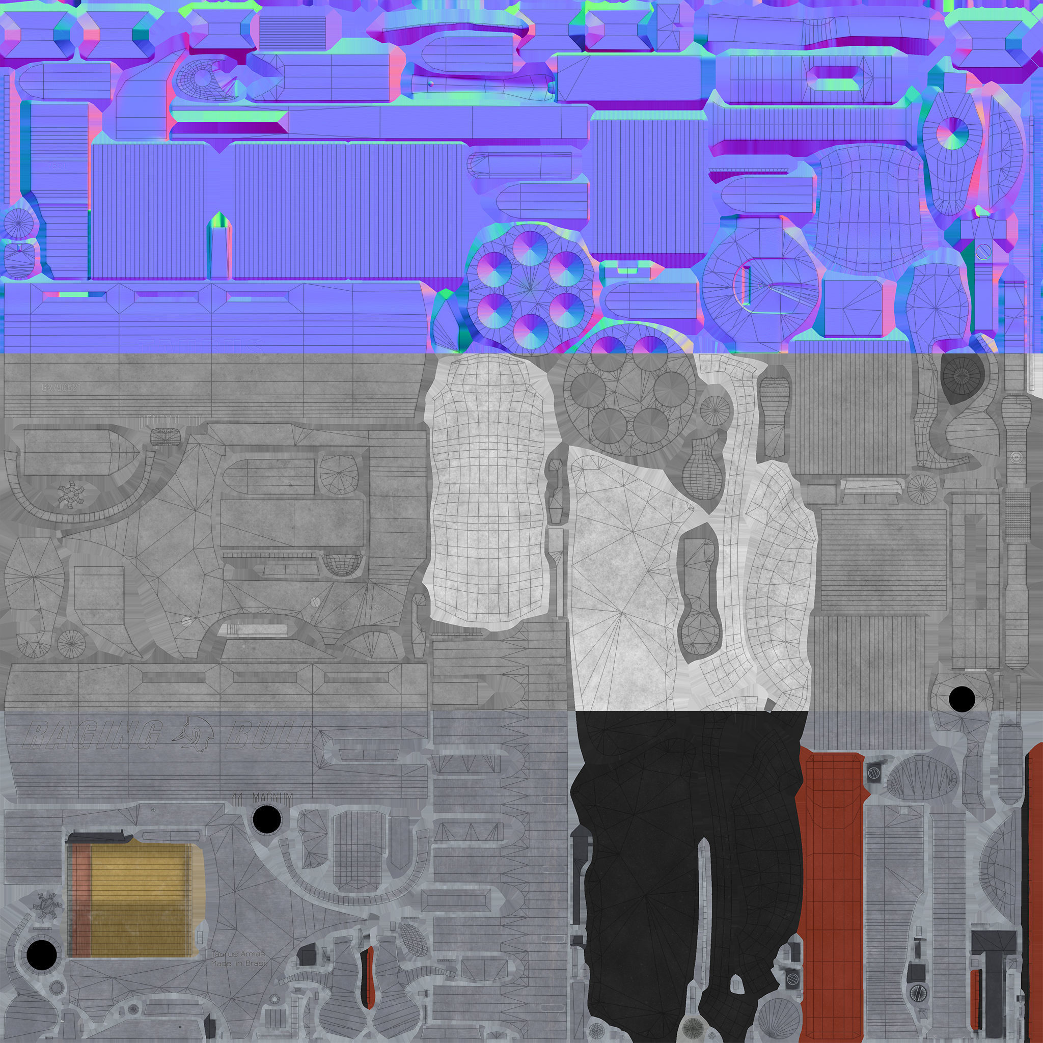 Taurus RT444 Raging Bull Low poly PBR Low-poly 3D model_19