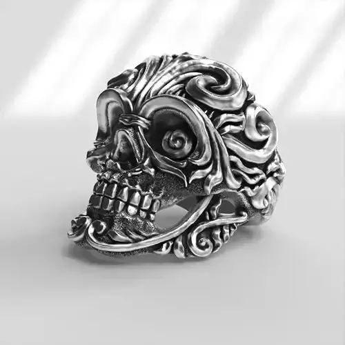 Ring Skull Ring Baroque printable jewelry 3D print model