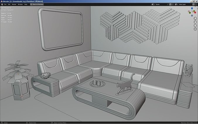 Modern Futuristic Room Corner 3D model 6