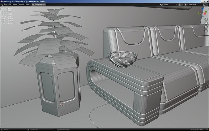 Modern Futuristic Room Corner 3D model 7