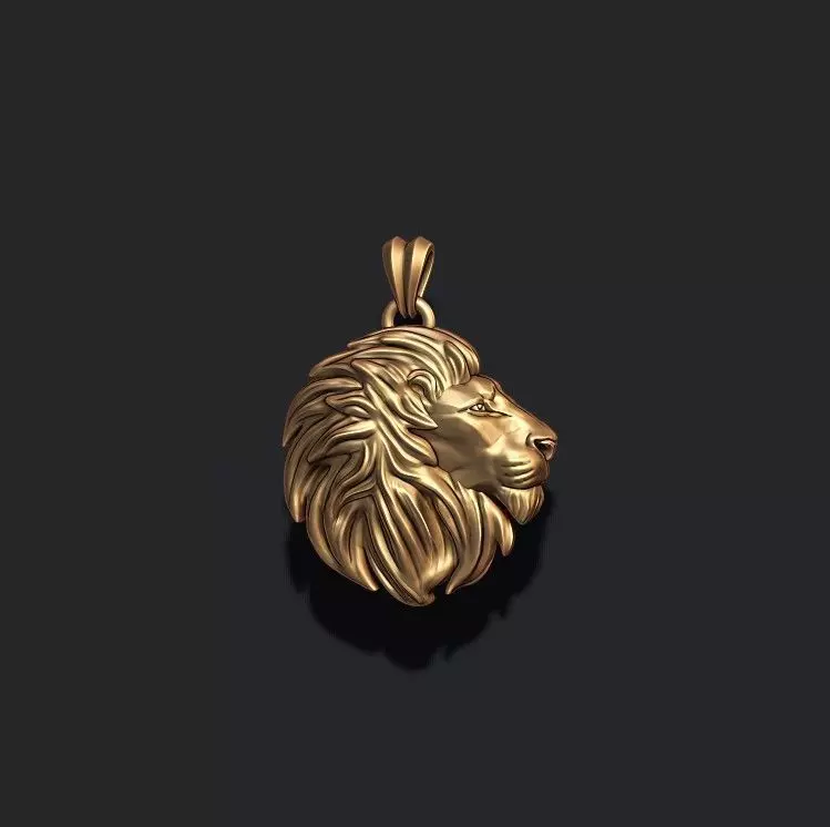 Rounded Lion pendant 3D print model_0